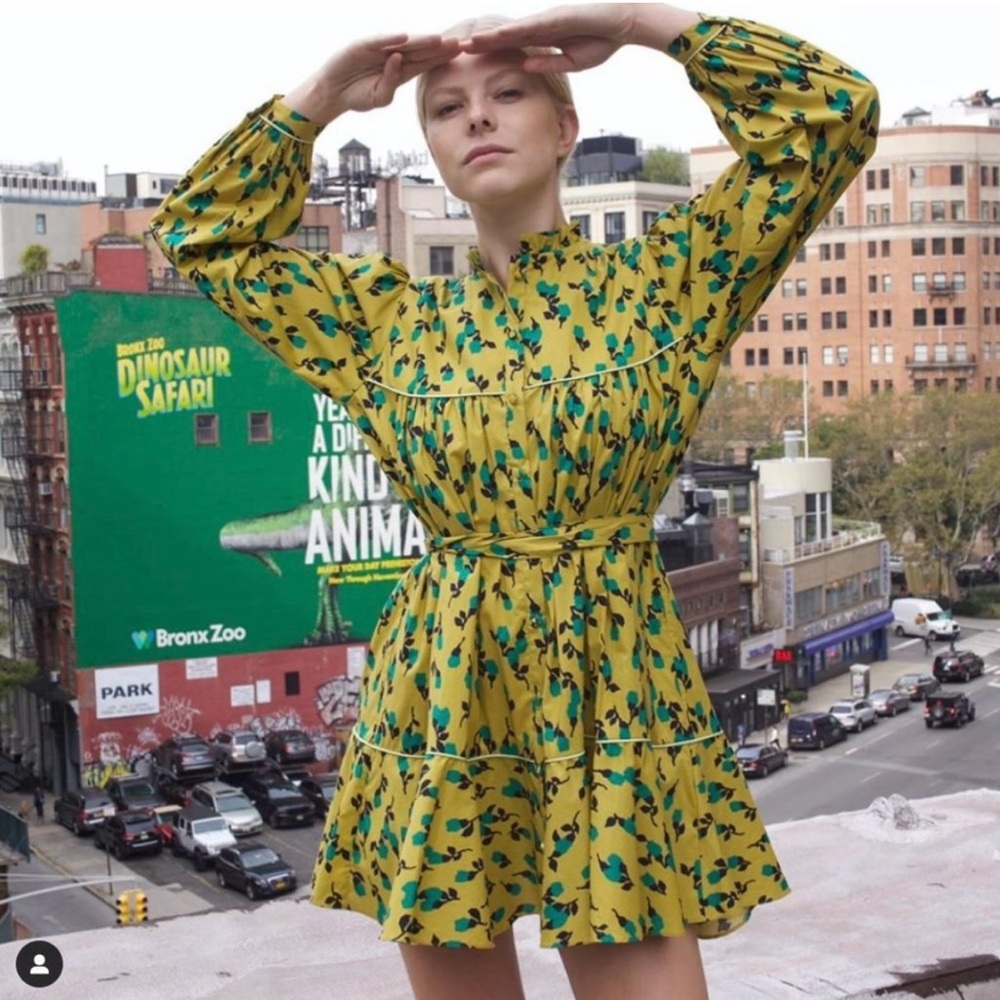 Rachel antonoff drew dress in mustard tulip - Picture 2 of 14